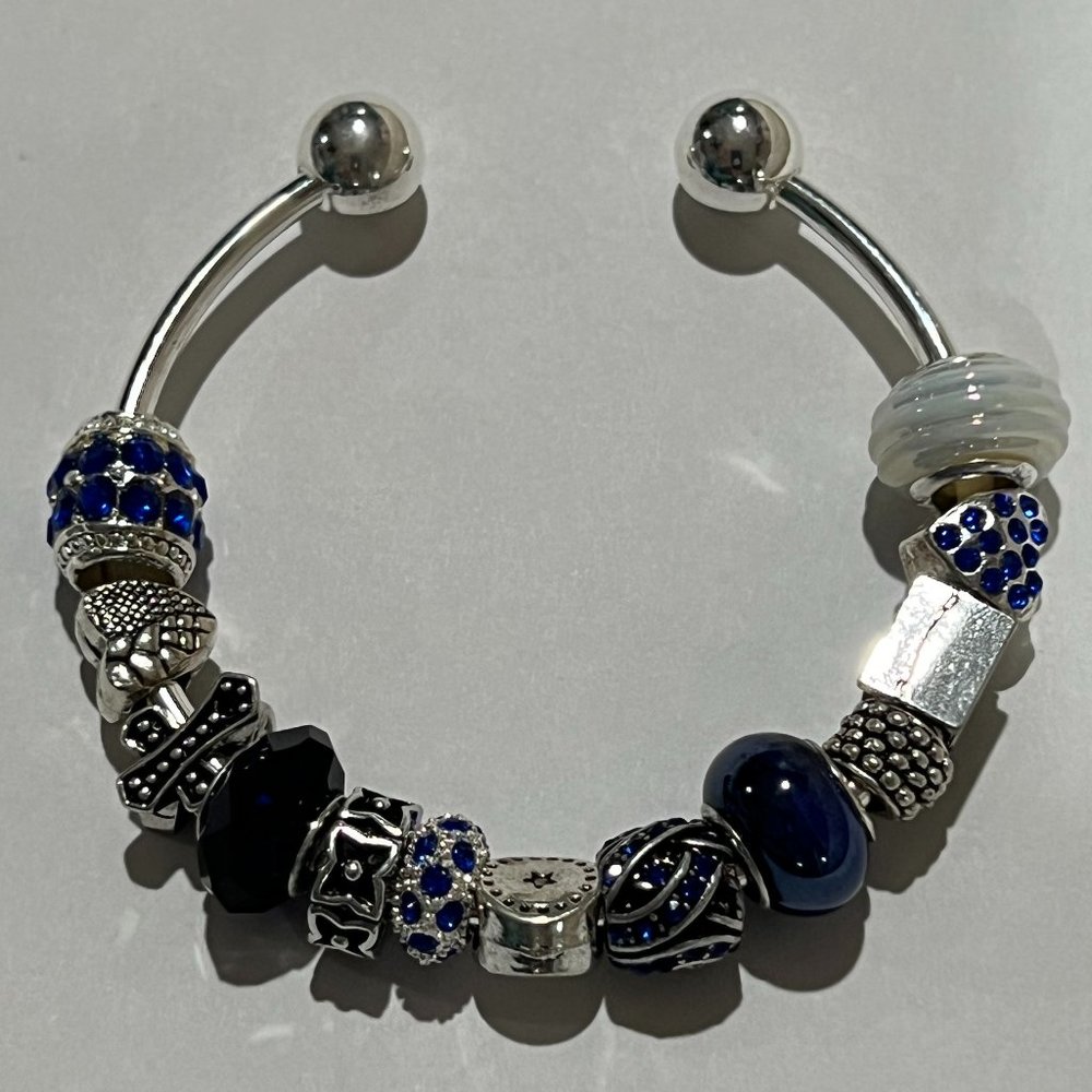 BLUE BANGLE EUROEAN CHARM BRACELET